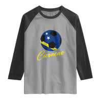 Curaçao Soccer Fans Distressed Flag Raglan Shirt Football Heritage Pride Support