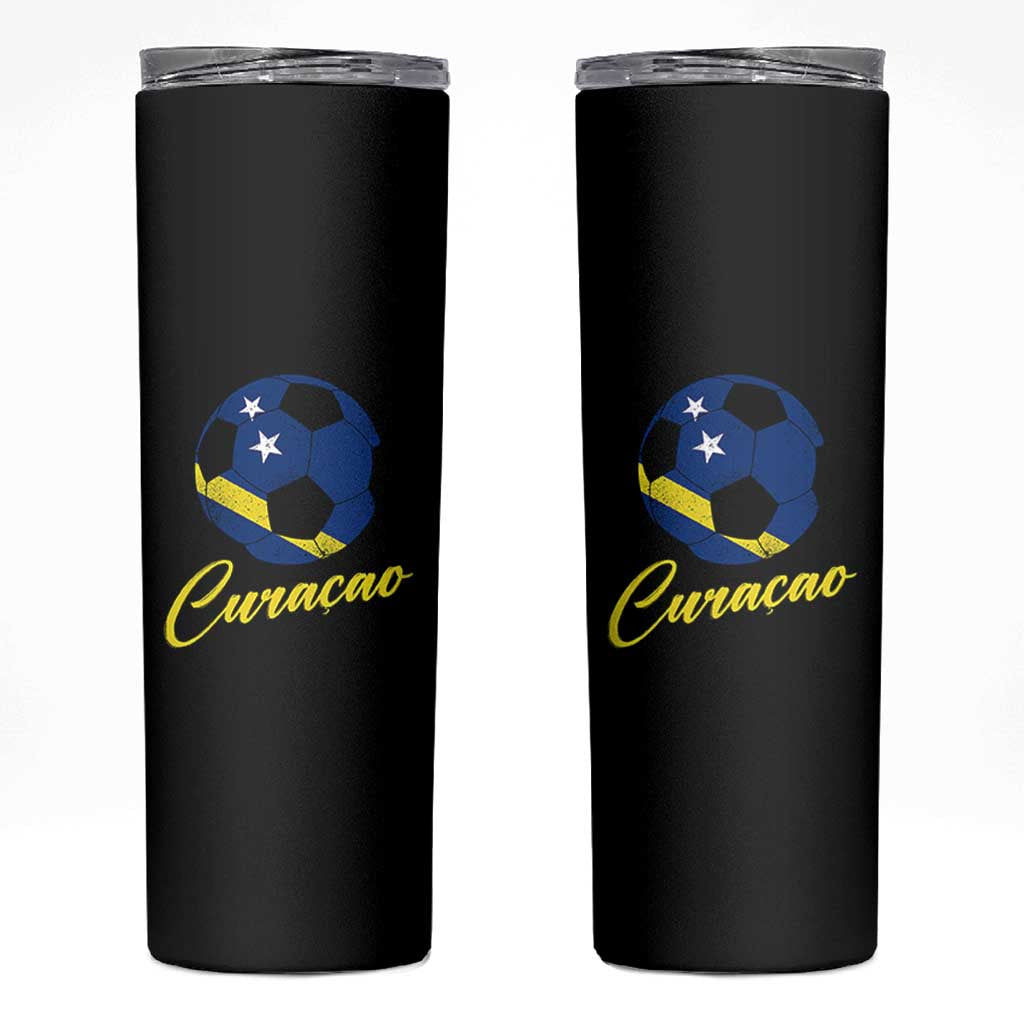 Curaçao Soccer Fans Distressed Flag Skinny Tumbler Football Heritage Pride Support