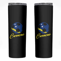 Curaçao Soccer Fans Distressed Flag Skinny Tumbler Football Heritage Pride Support