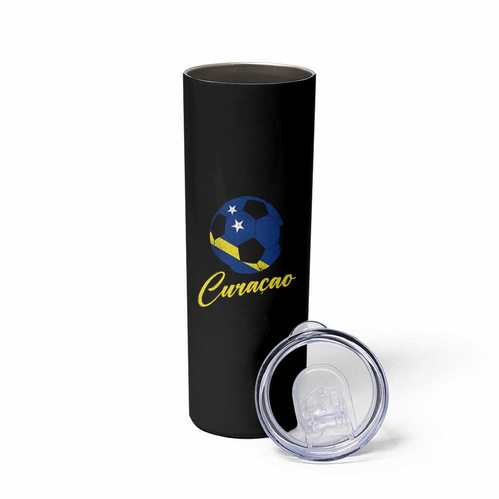 Curaçao Soccer Fans Distressed Flag Skinny Tumbler Football Heritage Pride Support