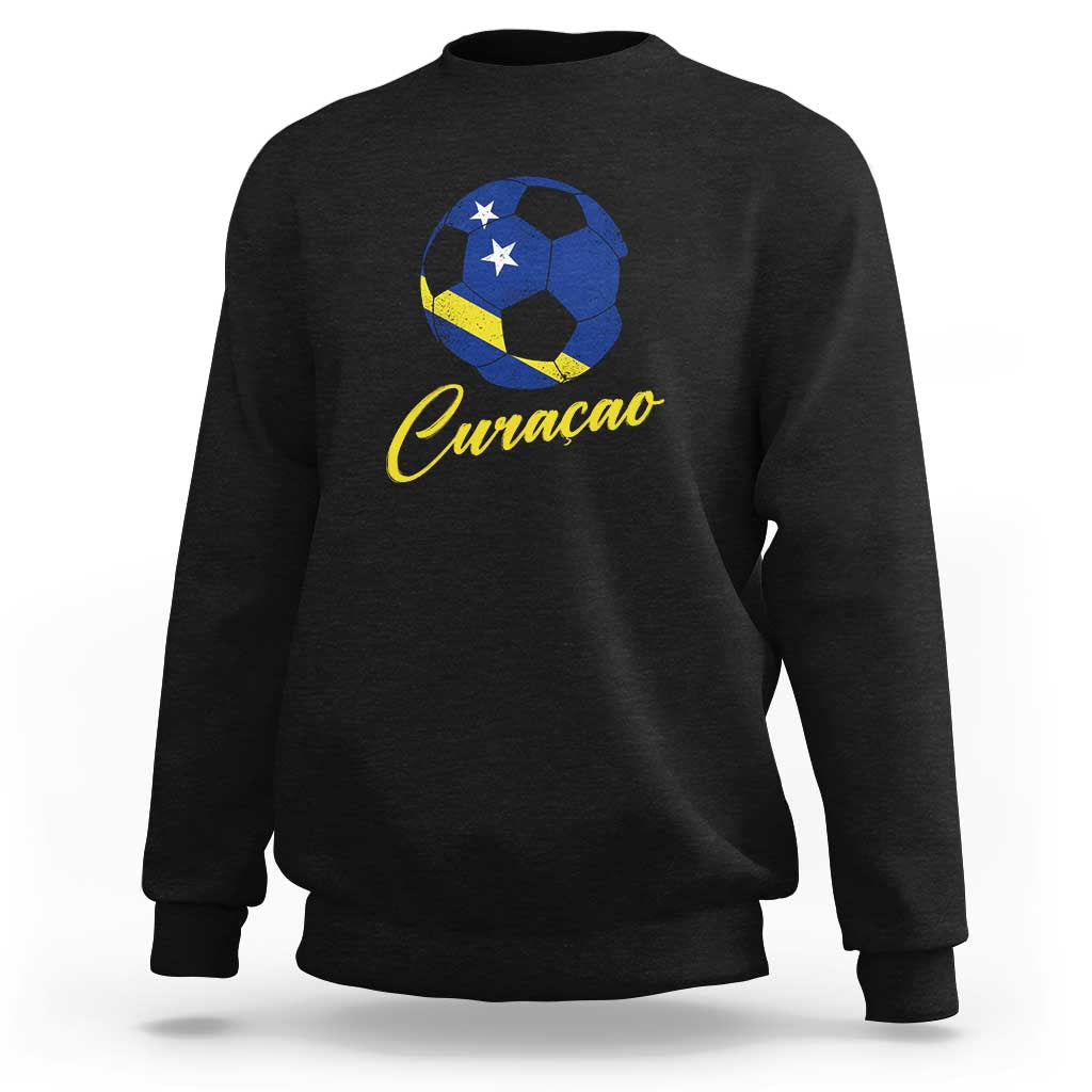 Curaçao Soccer Fans Distressed Flag Sweatshirt Football Heritage Pride Support
