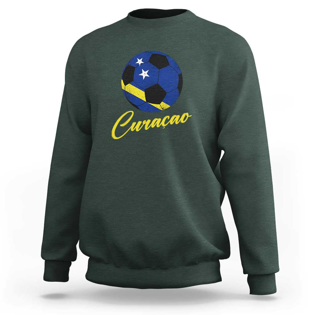 Curaçao Soccer Fans Distressed Flag Sweatshirt Football Heritage Pride Support