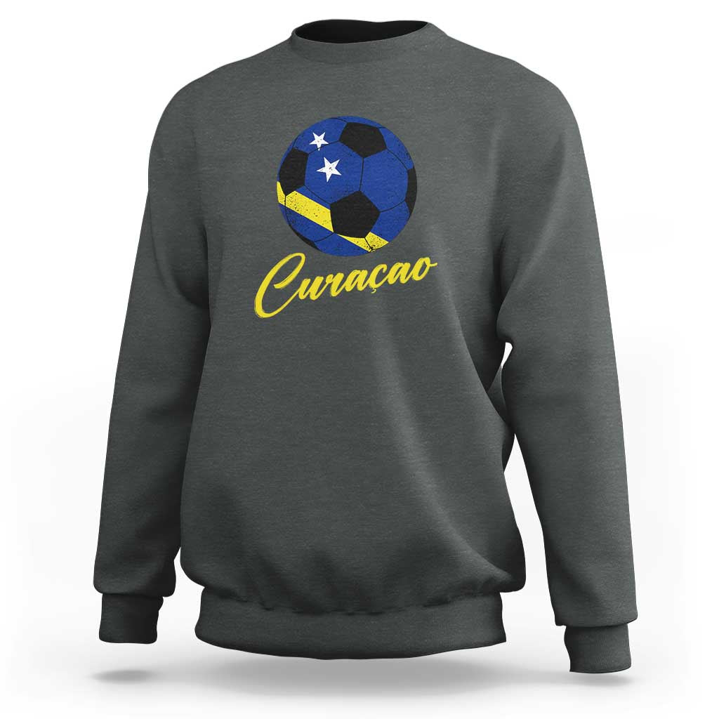 Curaçao Soccer Fans Distressed Flag Sweatshirt Football Heritage Pride Support