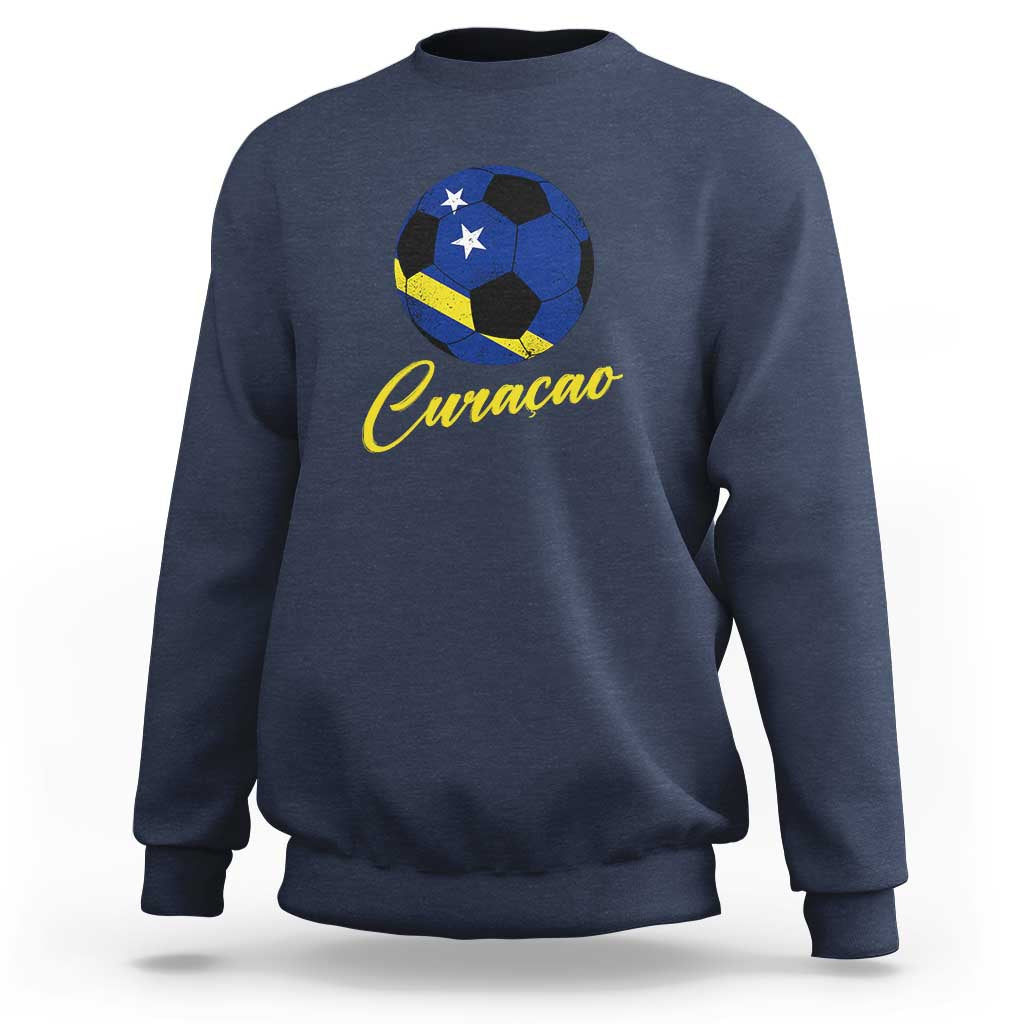 Curaçao Soccer Fans Distressed Flag Sweatshirt Football Heritage Pride Support