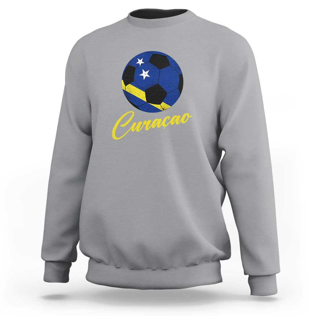 Curaçao Soccer Fans Distressed Flag Sweatshirt Football Heritage Pride Support