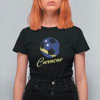 Curaçao Soccer Fans Distressed Flag T Shirt For Women Football Heritage Pride Support