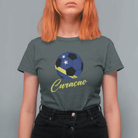 Curaçao Soccer Fans Distressed Flag T Shirt For Women Football Heritage Pride Support