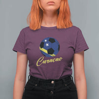 Curaçao Soccer Fans Distressed Flag T Shirt For Women Football Heritage Pride Support