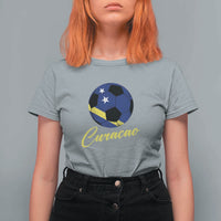 Curaçao Soccer Fans Distressed Flag T Shirt For Women Football Heritage Pride Support