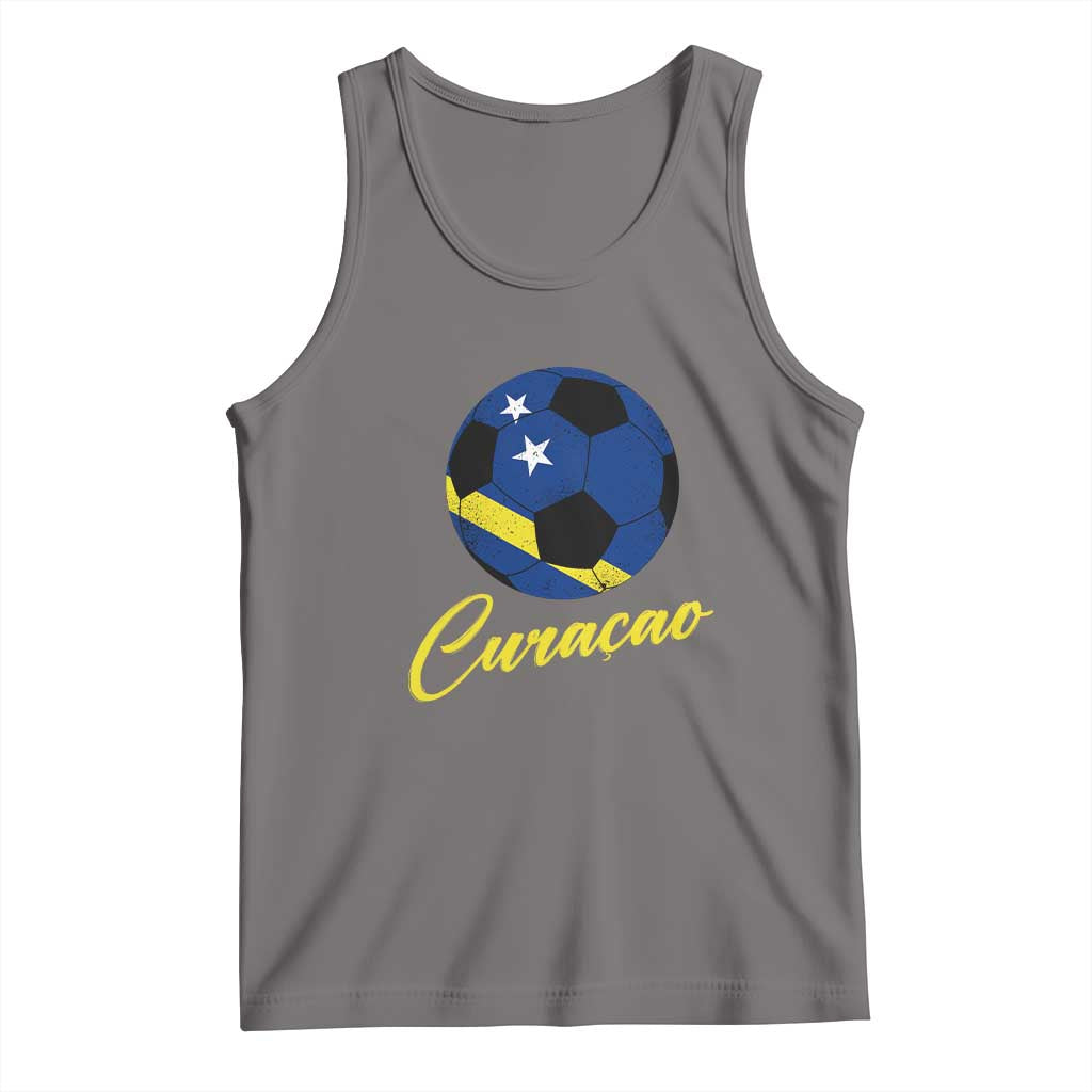 Curaçao Soccer Fans Distressed Flag Tank Top Football Heritage Pride Support