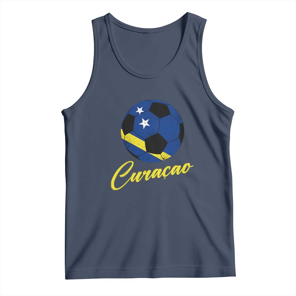 Curaçao Soccer Fans Distressed Flag Tank Top Football Heritage Pride Support