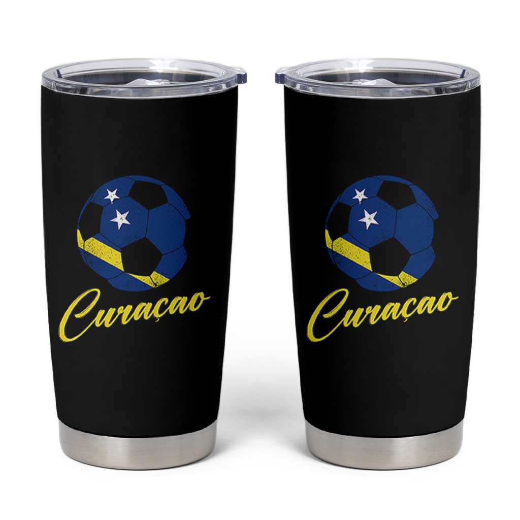 Curaçao Soccer Fans Distressed Flag Tumbler Cup Football Heritage Pride Support