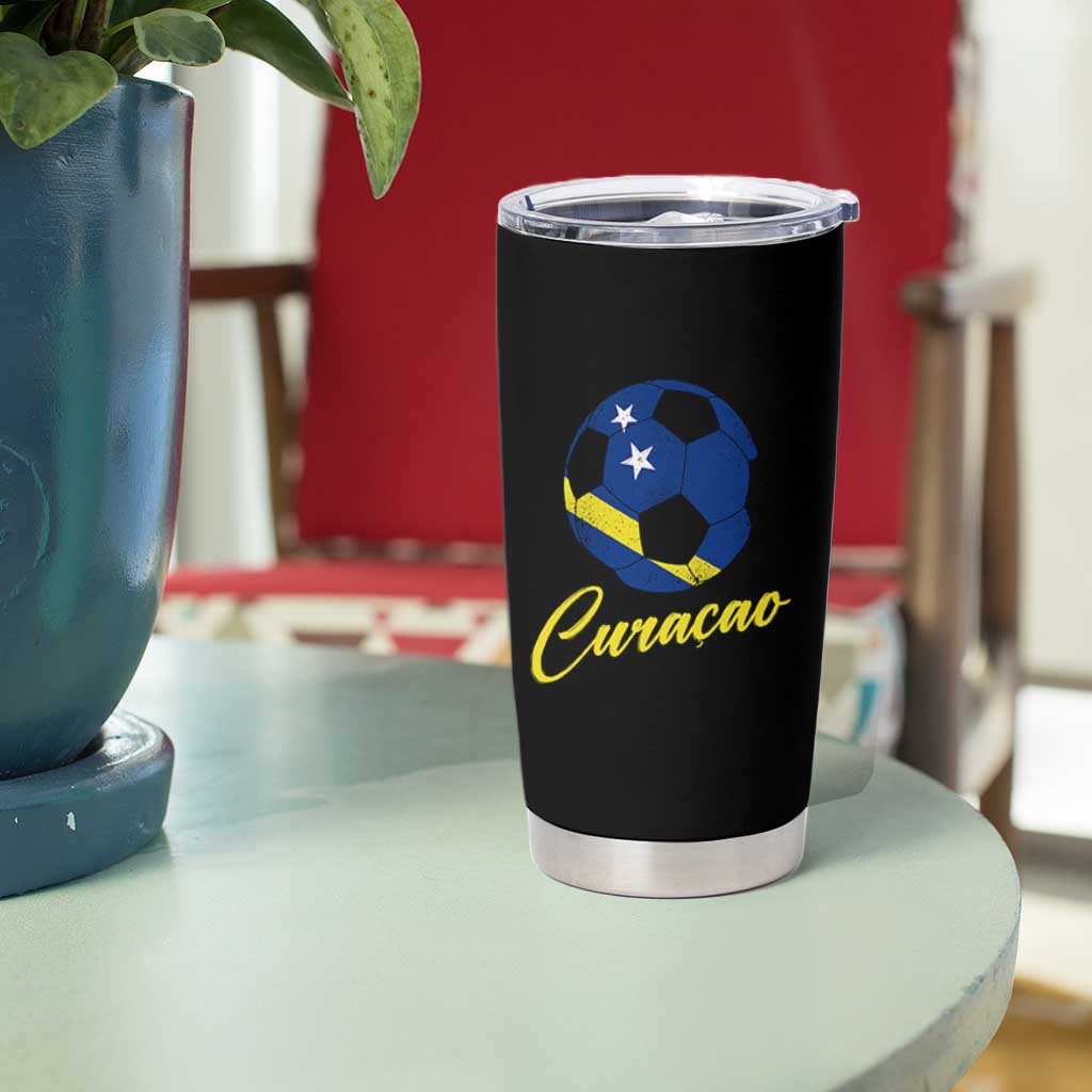 Curaçao Soccer Fans Distressed Flag Tumbler Cup Football Heritage Pride Support