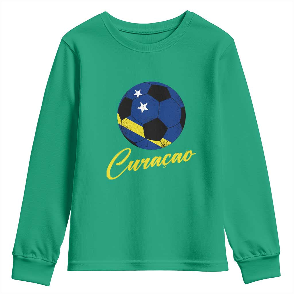 Curaçao Soccer Fans Distressed Flag Youth Sweatshirt Football Heritage Pride Support