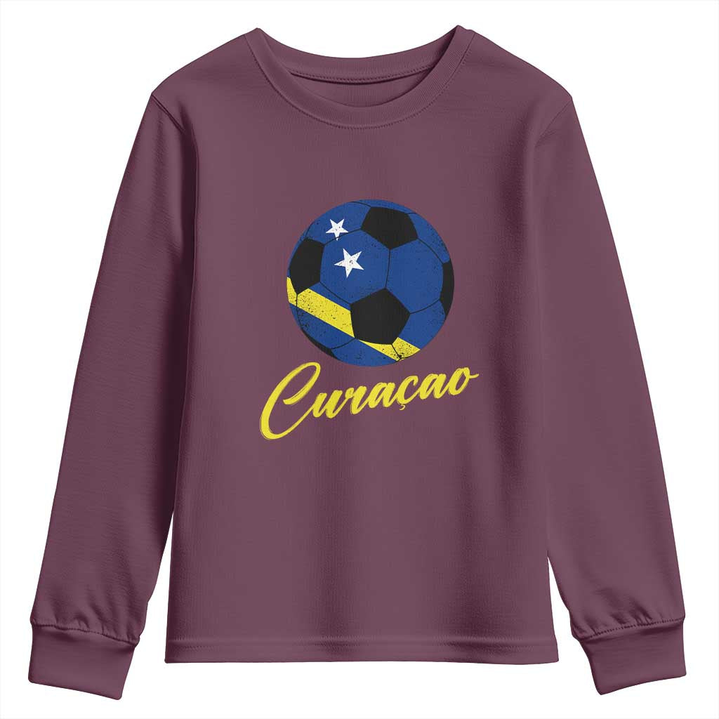 Curaçao Soccer Fans Distressed Flag Youth Sweatshirt Football Heritage Pride Support