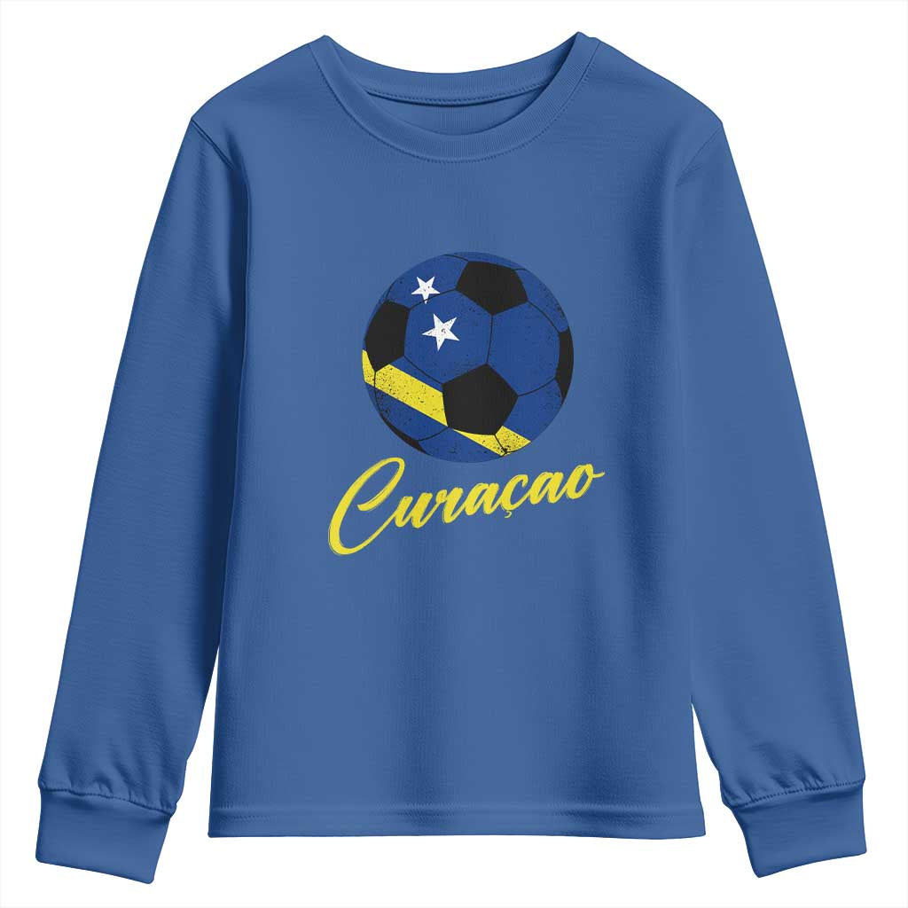 Curaçao Soccer Fans Distressed Flag Youth Sweatshirt Football Heritage Pride Support