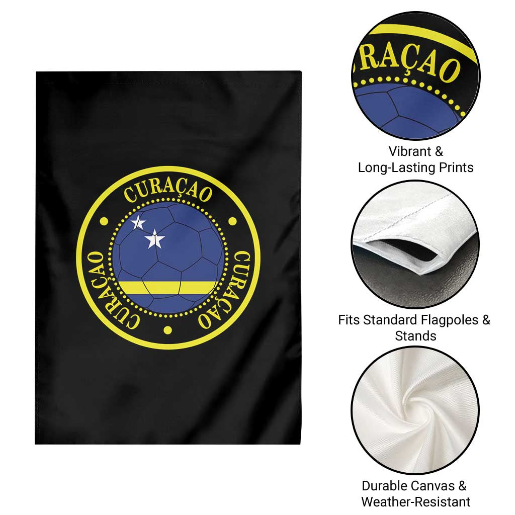Curaçao Football Pride Circular Crest Vintage Garden Flag Curacao Flag Soccer Fans Graphic