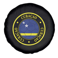 Curaçao Football Pride Circular Crest Vintage Spare Tire Cover Curacao Flag Soccer Fans Graphic