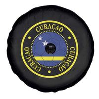 Curaçao Football Pride Circular Crest Vintage Spare Tire Cover Curacao Flag Soccer Fans Graphic