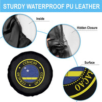 Curaçao Football Pride Circular Crest Vintage Spare Tire Cover Curacao Flag Soccer Fans Graphic