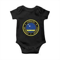 Curaçao Football Pride Circular Crest Vintage Baby Onesie Curacao Flag Soccer Fans Graphic