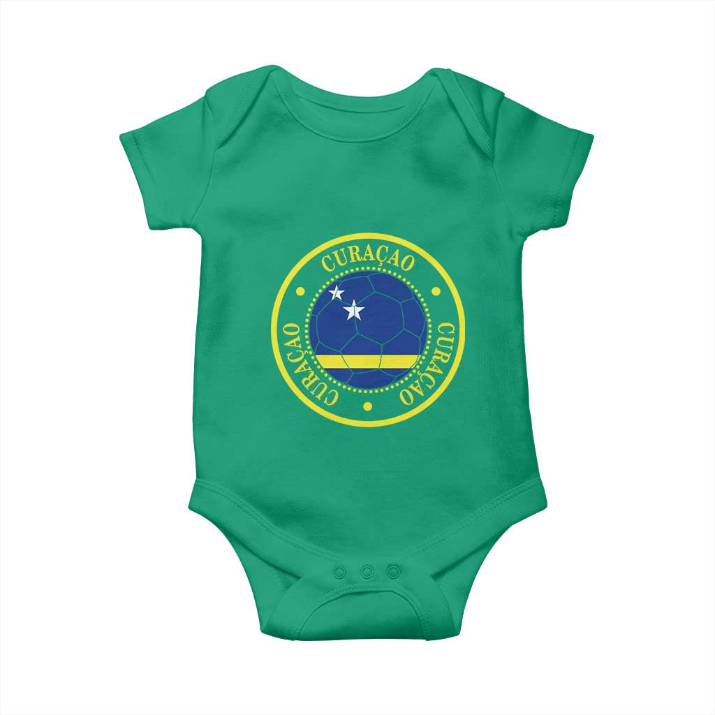 Curaçao Football Pride Circular Crest Vintage Baby Onesie Curacao Flag Soccer Fans Graphic