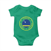 Curaçao Football Pride Circular Crest Vintage Baby Onesie Curacao Flag Soccer Fans Graphic