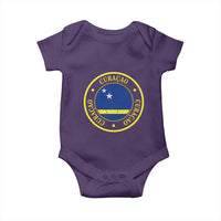 Curaçao Football Pride Circular Crest Vintage Baby Onesie Curacao Flag Soccer Fans Graphic