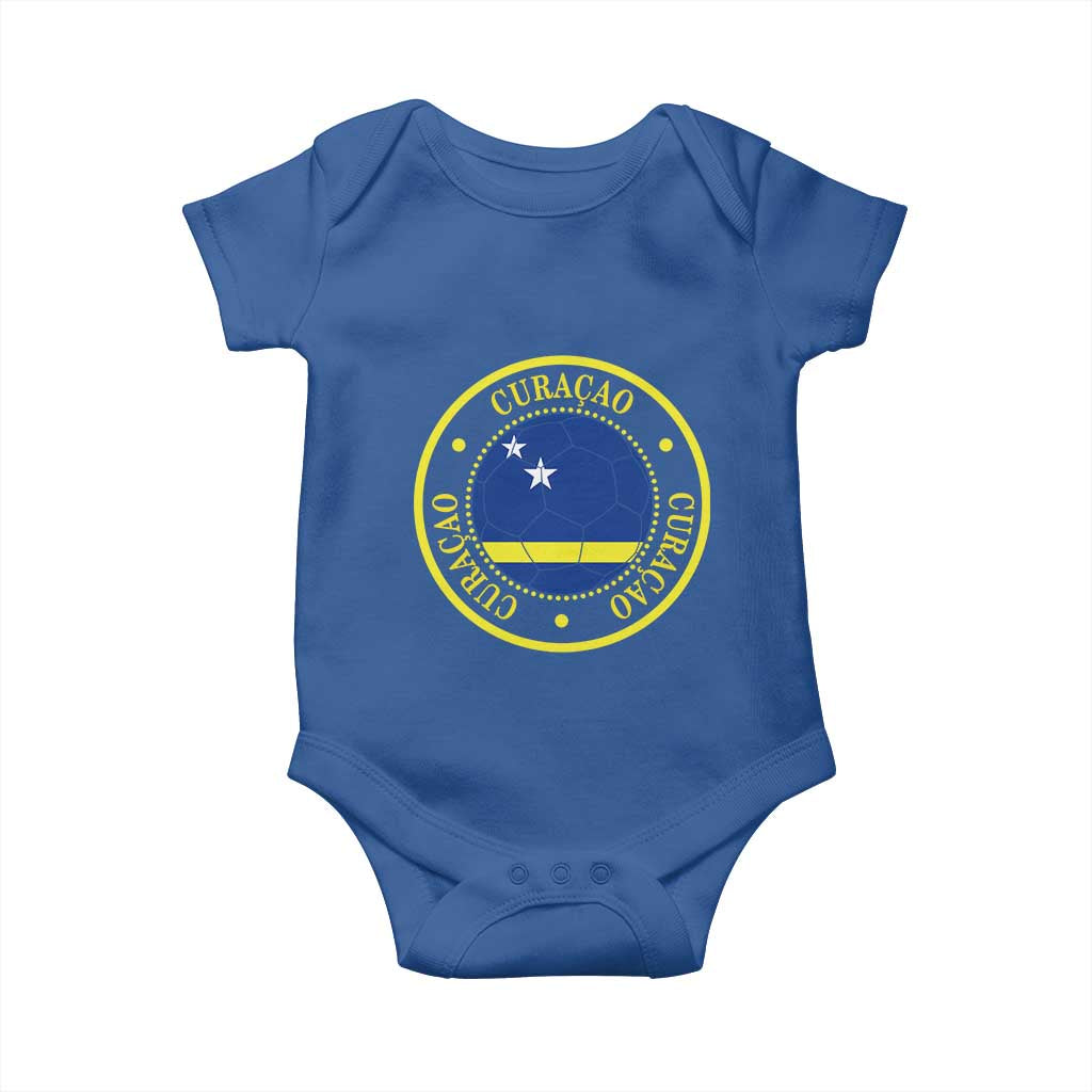 Curaçao Football Pride Circular Crest Vintage Baby Onesie Curacao Flag Soccer Fans Graphic