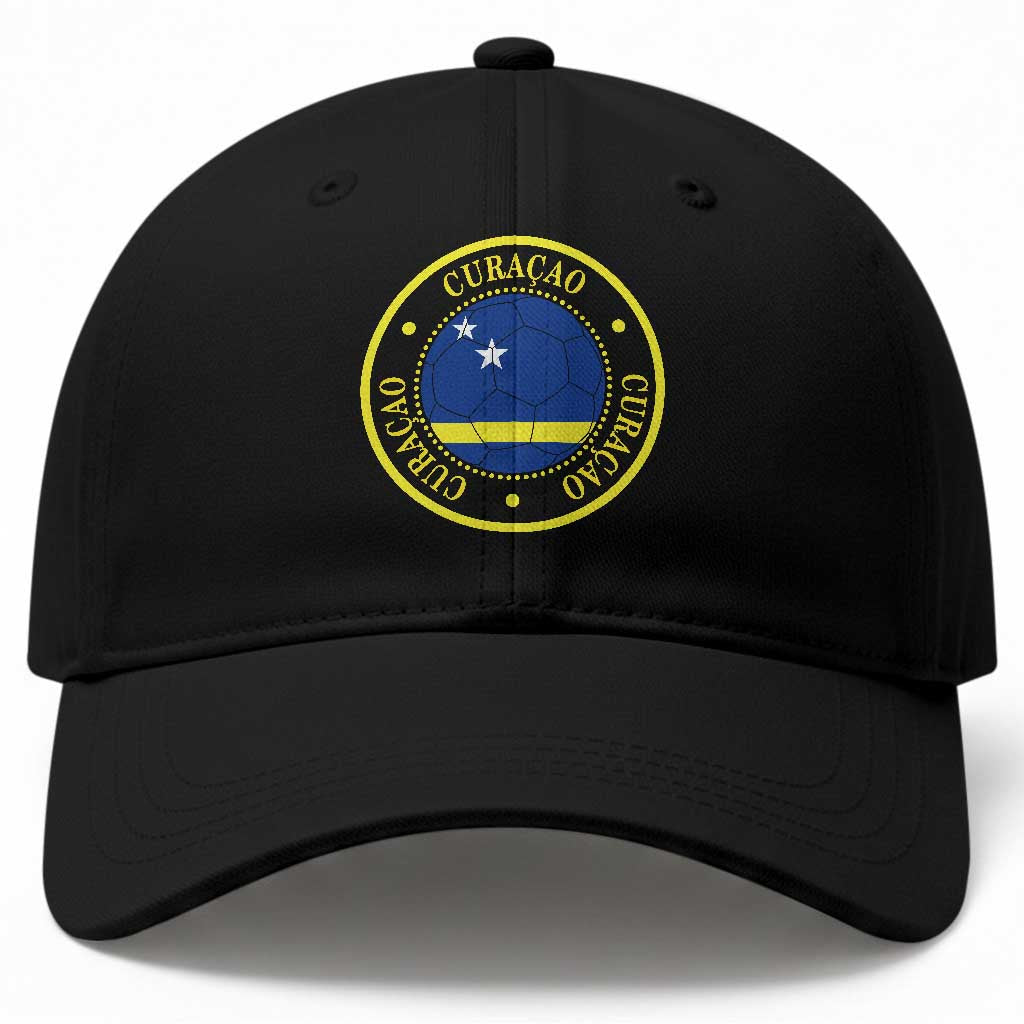 Curaçao Football Pride Circular Crest Vintage Baseball Cap Curacao Flag Soccer Fans Graphic