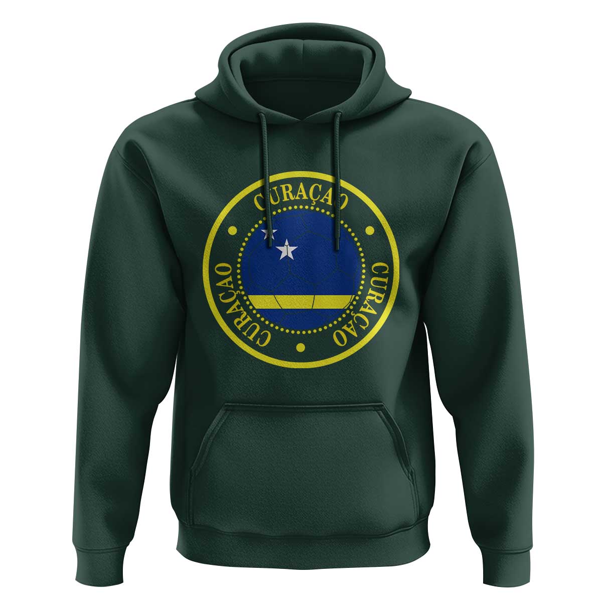 Curaçao Football Pride Circular Crest Vintage Hoodie Curacao Flag Soccer Fans Graphic