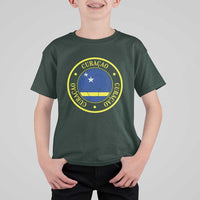 Curaçao Football Pride Circular Crest Vintage T Shirt For Kid Curacao Flag Soccer Fans Graphic