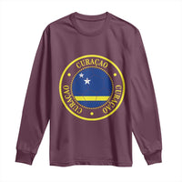 Curaçao Football Pride Circular Crest Vintage Long Sleeve Shirt Curacao Flag Soccer Fans Graphic