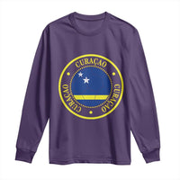 Curaçao Football Pride Circular Crest Vintage Long Sleeve Shirt Curacao Flag Soccer Fans Graphic