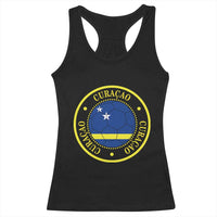 Curaçao Football Pride Circular Crest Vintage Racerback Tank Top Curacao Flag Soccer Fans Graphic