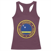 Curaçao Football Pride Circular Crest Vintage Racerback Tank Top Curacao Flag Soccer Fans Graphic