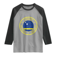 Curaçao Football Pride Circular Crest Vintage Raglan Shirt Curacao Flag Soccer Fans Graphic