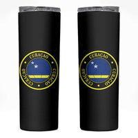 Curaçao Football Pride Circular Crest Vintage Skinny Tumbler Curacao Flag Soccer Fans Graphic