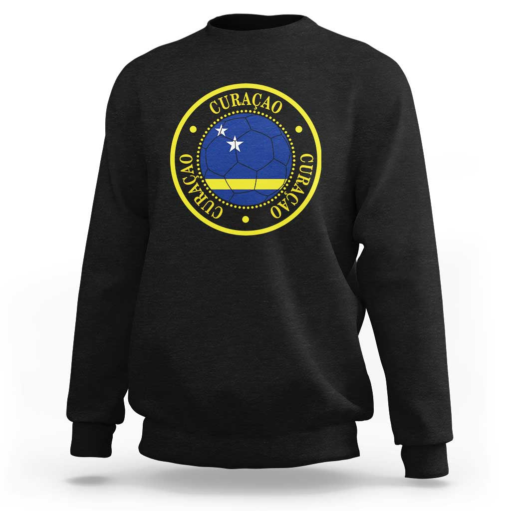 Curaçao Football Pride Circular Crest Vintage Sweatshirt Curacao Flag Soccer Fans Graphic
