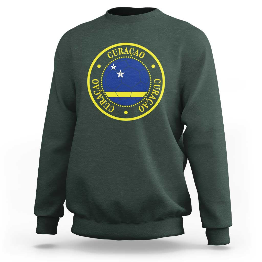 Curaçao Football Pride Circular Crest Vintage Sweatshirt Curacao Flag Soccer Fans Graphic