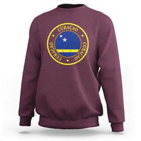 Curaçao Football Pride Circular Crest Vintage Sweatshirt Curacao Flag Soccer Fans Graphic
