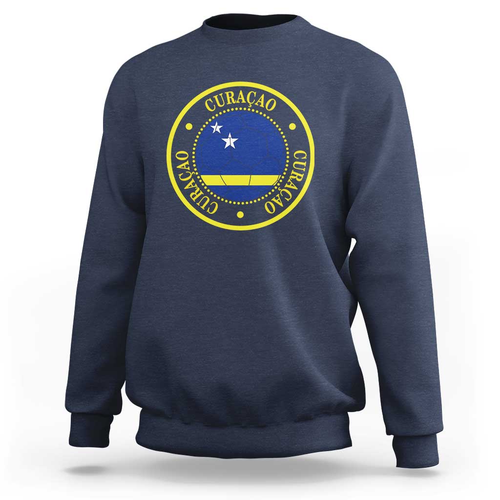 Curaçao Football Pride Circular Crest Vintage Sweatshirt Curacao Flag Soccer Fans Graphic
