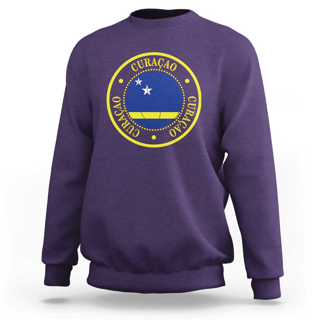 Curaçao Football Pride Circular Crest Vintage Sweatshirt Curacao Flag Soccer Fans Graphic