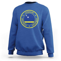 Curaçao Football Pride Circular Crest Vintage Sweatshirt Curacao Flag Soccer Fans Graphic