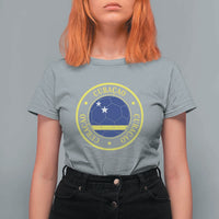 Curaçao Football Pride Circular Crest Vintage T Shirt For Women Curacao Flag Soccer Fans Graphic