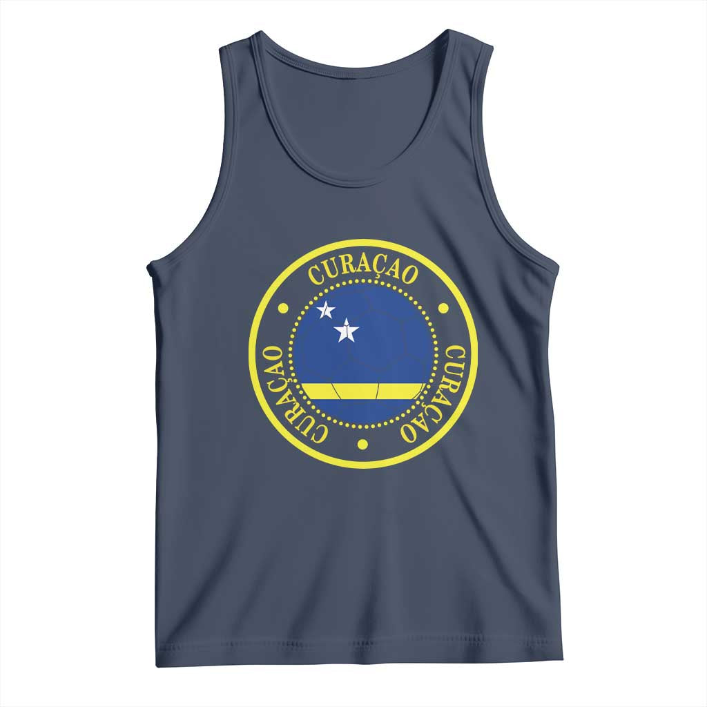 Curaçao Football Pride Circular Crest Vintage Tank Top Curacao Flag Soccer Fans Graphic
