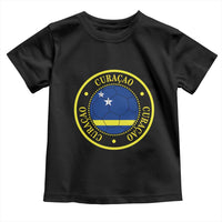 Curaçao Football Pride Circular Crest Vintage Toddler T Shirt Curacao Flag Soccer Fans Graphic