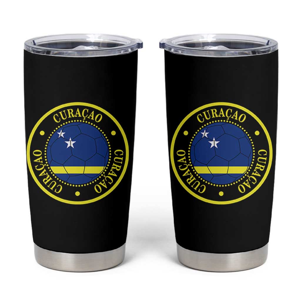 Curaçao Football Pride Circular Crest Vintage Tumbler Cup Curacao Flag Soccer Fans Graphic