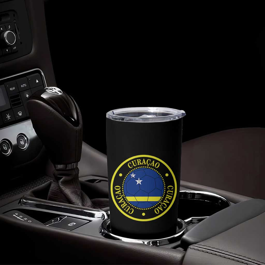 Curaçao Football Pride Circular Crest Vintage Tumbler Cup Curacao Flag Soccer Fans Graphic