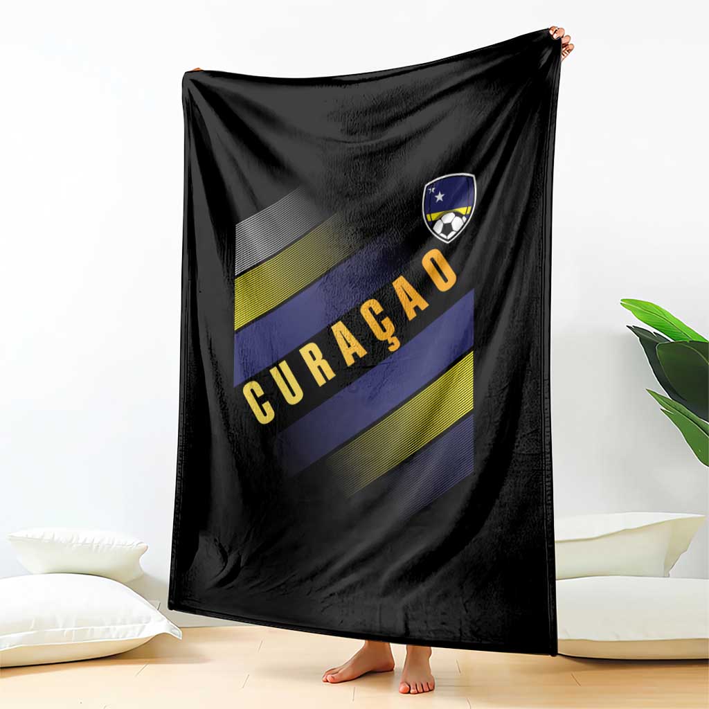 Curaçao Soccer Flag Stripe Jersey Style Throw Blanket Football Fans Pride Support